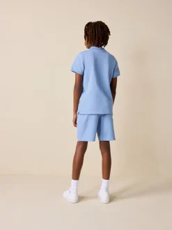 Shorts|Next - Short Sleeve Polo Shirt and Shorts Set (3-16yrs) Lichtblauw