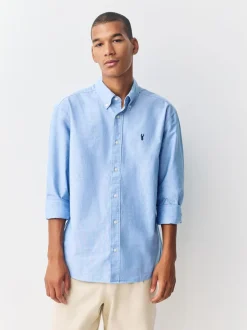 Formele Overhemden|Shirts*Next Lichtblauw - Slim Fit - Oxford-hemd met lange mouwen