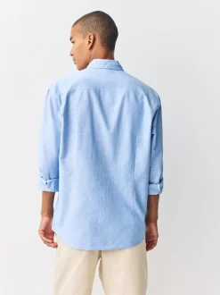 Formele Overhemden|Shirts*Next Lichtblauw - Slim Fit - Oxford-hemd met lange mouwen