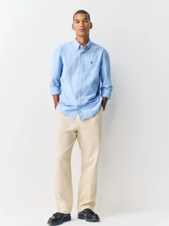 Formele Overhemden|Shirts*Next Lichtblauw - Slim Fit - Oxford-hemd met lange mouwen