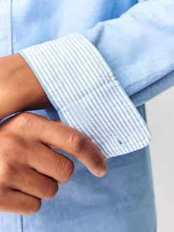 Formele Overhemden|Shirts*Next Lichtblauw - Slim Fit - Oxford-hemd met lange mouwen