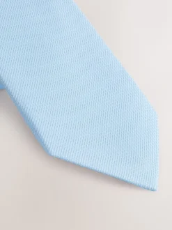 Stropdassen En Pochets|Next Lichtblauw - Smal - Stropdas met textuur