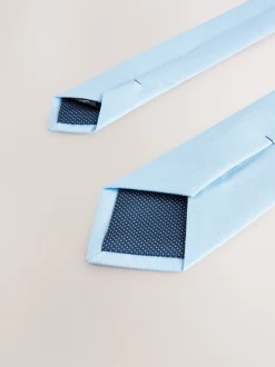 Stropdassen En Pochets|Next Lichtblauw - Smal - Stropdas met textuur