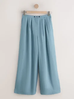 Broeken|Next - Superwide Pleated Trousers Lichtblauw