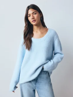 Gebreide Kleding|Next - Trui met ronde hals en wol Lichtblauw