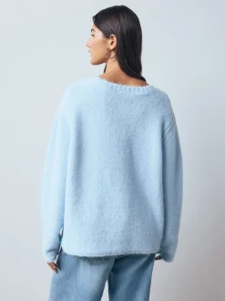 Gebreide Kleding|Next - Trui met ronde hals en wol Lichtblauw