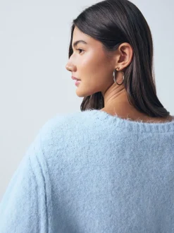 Gebreide Kleding|Next - Trui met ronde hals en wol Lichtblauw