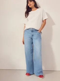 Jeans|Moederschap*Next - Zwangerschapsjeans met wijde pijpen van 100% katoen Lichtblauw
