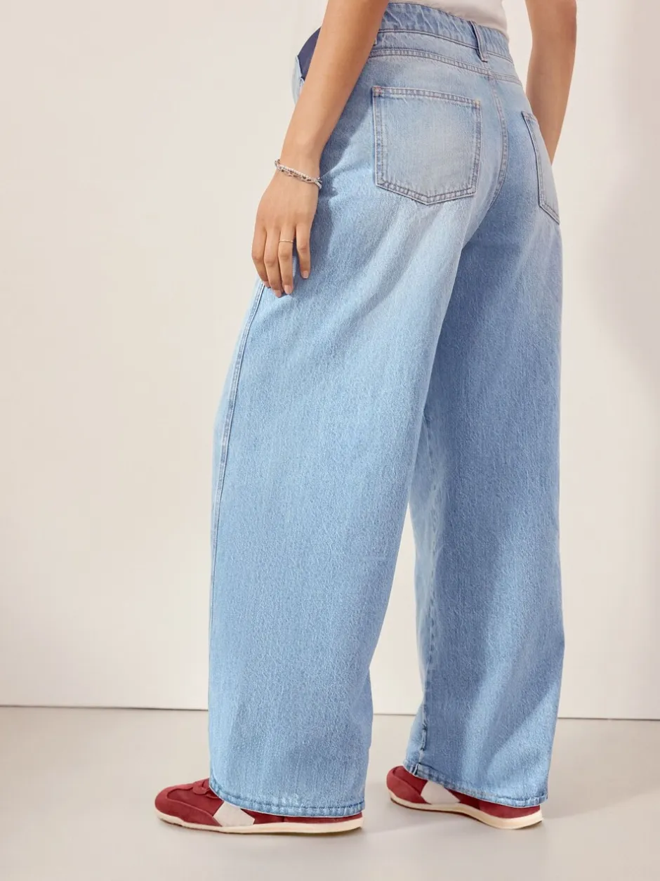 Jeans|Moederschap*Next - Zwangerschapsjeans met wijde pijpen van 100% katoen Lichtblauw