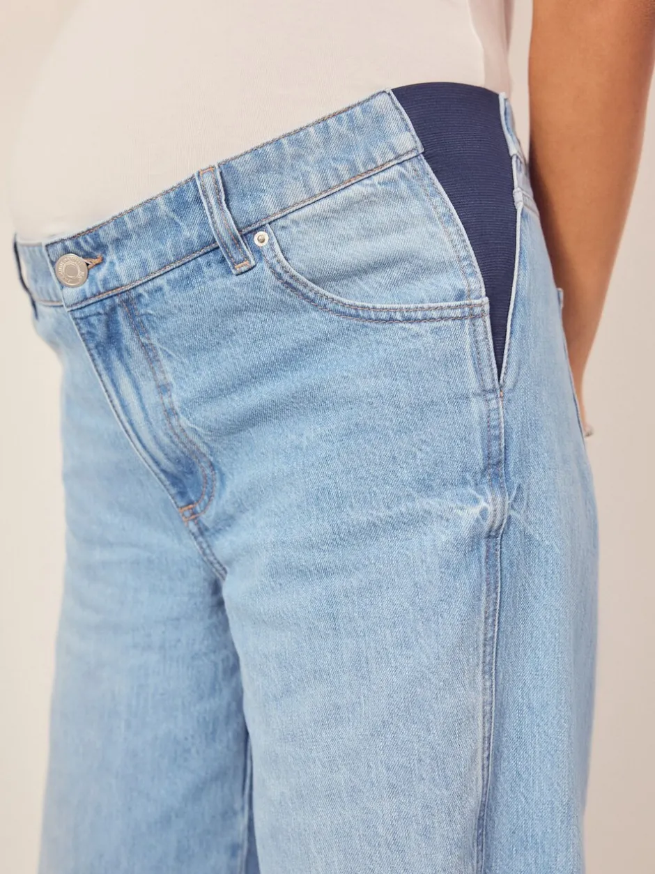 Jeans|Moederschap*Next - Zwangerschapsjeans met wijde pijpen van 100% katoen Lichtblauw
