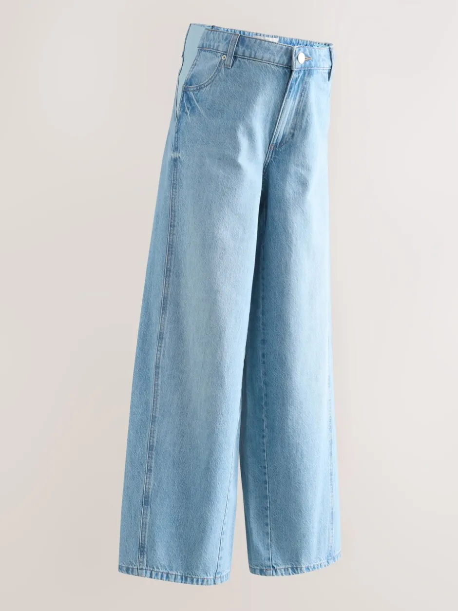 Jeans|Moederschap*Next - Zwangerschapsjeans met wijde pijpen van 100% katoen Lichtblauw