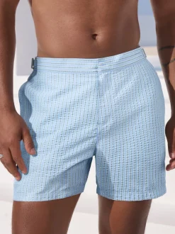 Badkleding*Next Lichtblauw, meerkleurig gestreept - Signature Tailored zwembroek met tailleband