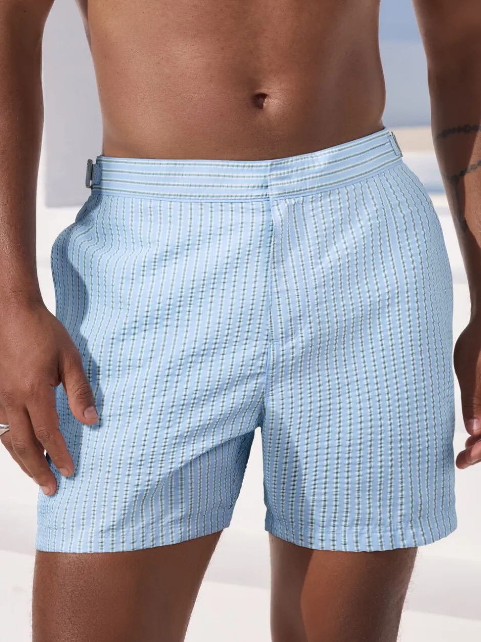 Badkleding*Next Lichtblauw, meerkleurig gestreept - Signature Tailored zwembroek met tailleband