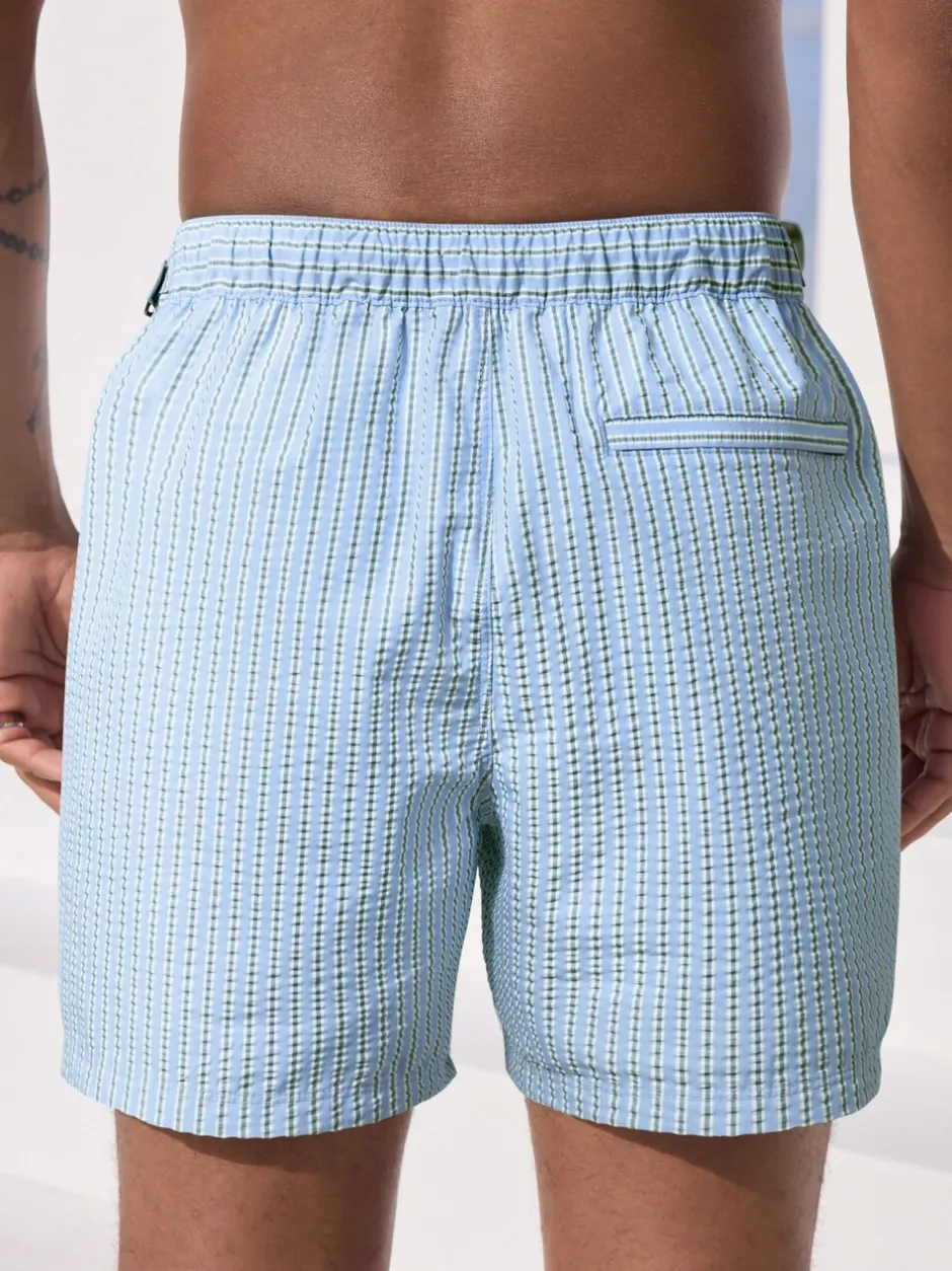 Badkleding*Next Lichtblauw, meerkleurig gestreept - Signature Tailored zwembroek met tailleband