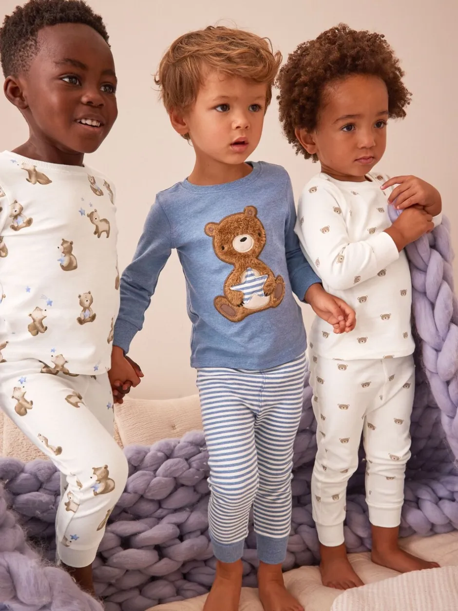 Pyjama's|Nachtkleding En Pyjama's*Next - Verpakking van 3 knusse pyjama's (9mnd-6jr) Lichtblauw met beer