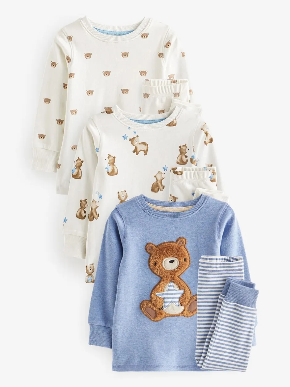 Pyjama's|Nachtkleding En Pyjama's*Next - Verpakking van 3 knusse pyjama's (9mnd-6jr) Lichtblauw met beer