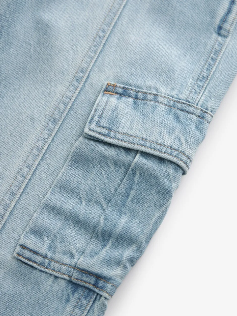 Jeans|Next - Cargojeans met wijde pijpen (3-16 jr) Lichtblauwe denim