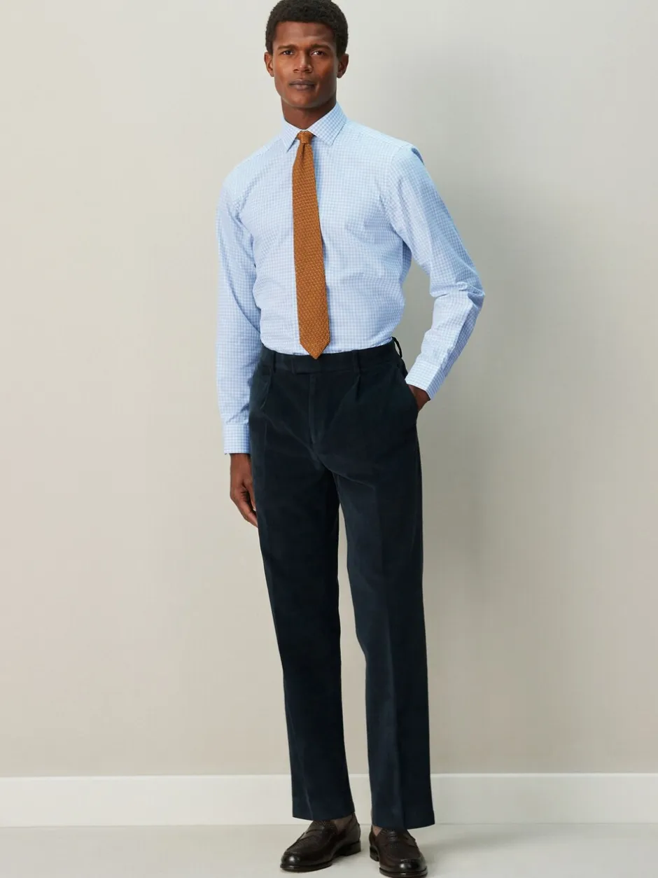 Formele Overhemden*Next - Cotton Rich Long Sleeve Formal Shirt Lichtblauwe gingham-ruit