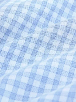 Formele Overhemden*Next - Cotton Rich Long Sleeve Formal Shirt Lichtblauwe gingham-ruit