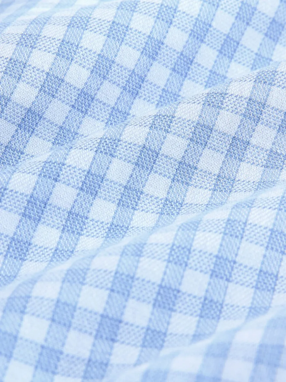 Formele Overhemden*Next - Cotton Rich Long Sleeve Formal Shirt Lichtblauwe gingham-ruit