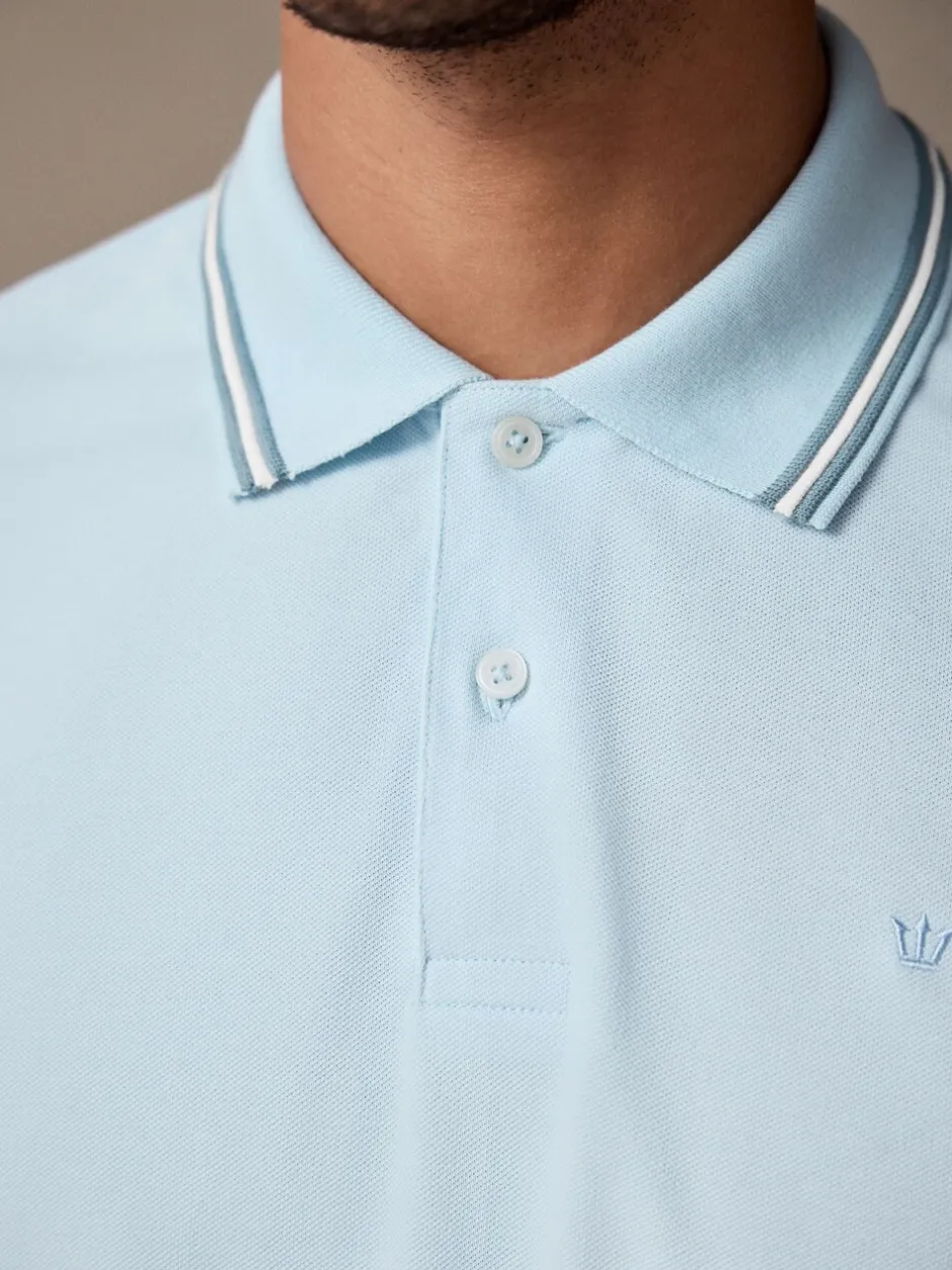 Poloshirts*Next Lichtblauwe ottoman - Regular fit poloshirt met korte mouwen en contrasterende randen