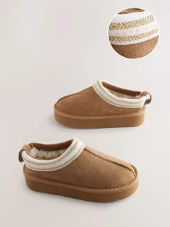 Pantoffels*Baker by Ted Baker - waterafstotende suède muilklomp-pantoffels voor meisjes Lichtbruin