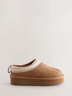 Pantoffels*Baker by Ted Baker - waterafstotende suède muilklomp-pantoffels voor meisjes Lichtbruin