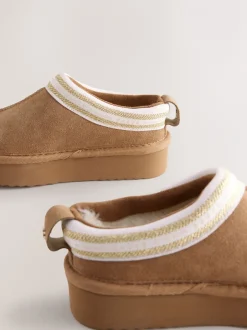 Pantoffels*Baker by Ted Baker - waterafstotende suède muilklomp-pantoffels voor meisjes Lichtbruin