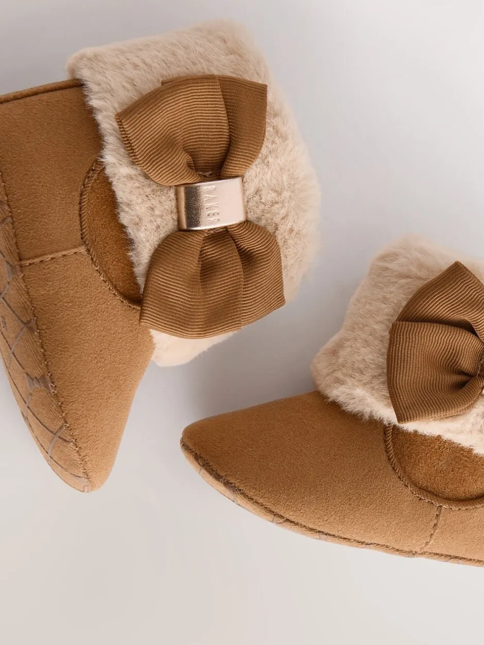 Boots|Baker by Ted Baker - gewatteerde laarsjes met imitatiebont voor babymeisjes Lichtbruin