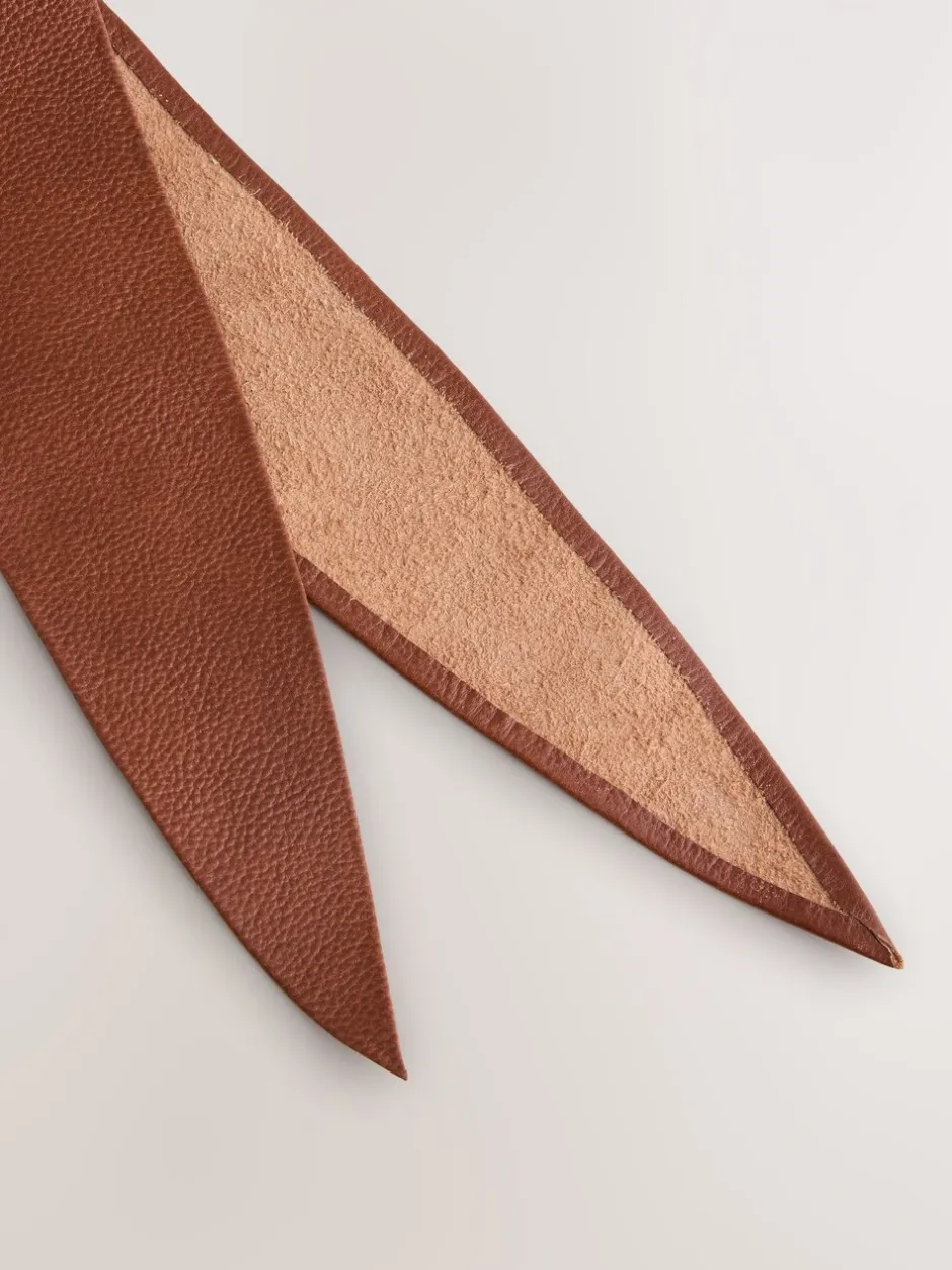 Ceintuurs*Next Lichtbruin - Brede leren riem met knoopdetail