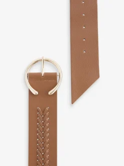Ceintuurs|Next - Brede riem met vlechtdetail Lichtbruin