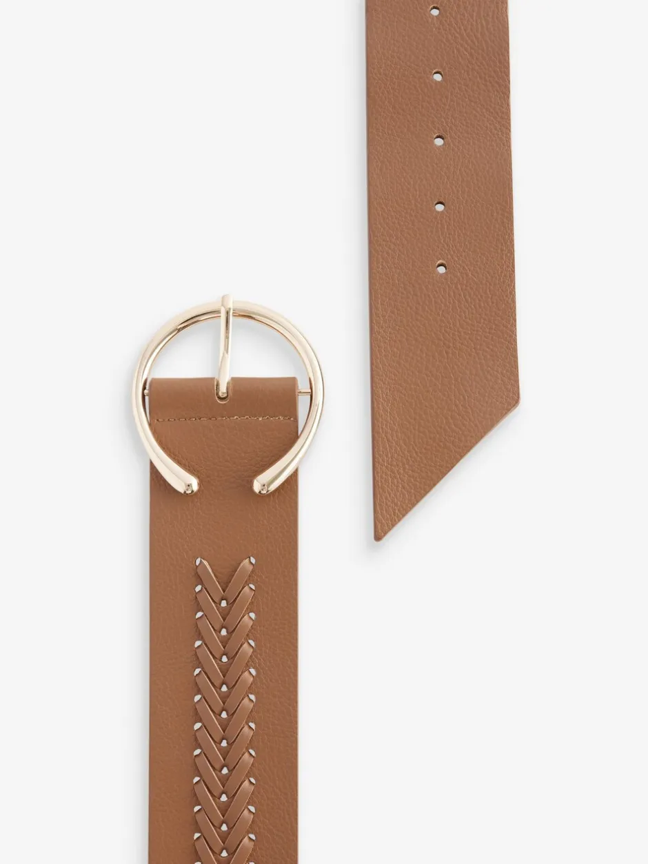 Ceintuurs|Next - Brede riem met vlechtdetail Lichtbruin