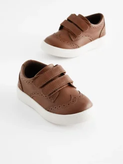 Gelegenheidskleding|Next - Brogue schoenen met klittenbandsluiting Lichtbruin