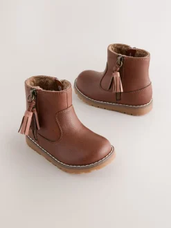 Boots*Next Lichtbruin - Chelsea enkellaarsjes met rits en kwastjes