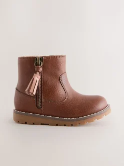 Boots*Next Lichtbruin - Chelsea enkellaarsjes met rits en kwastjes