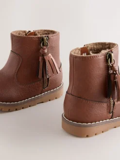 Boots*Next Lichtbruin - Chelsea enkellaarsjes met rits en kwastjes