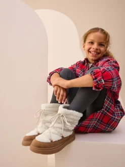Boots|Next - Waterbestendige laarzen van borg Lichtbruin / Ecru