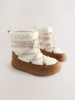Boots|Next - Waterbestendige laarzen van borg Lichtbruin / Ecru