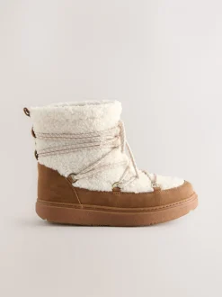 Boots|Next - Waterbestendige laarzen van borg Lichtbruin / Ecru