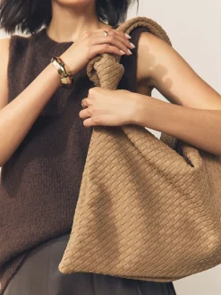Tassen En Portemonnees|Next Lichtbruin - Faux Suede Weave Shoulder Bag