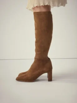 Ruimvallend En Extraruimvallend|Boots*Next - Forever Comfort® Round Toe Knee High Sock Boots Lichtbruin