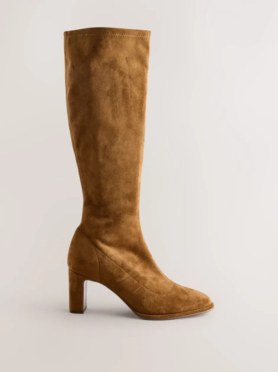 Ruimvallend En Extraruimvallend|Boots*Next - Forever Comfort® Round Toe Knee High Sock Boots Lichtbruin