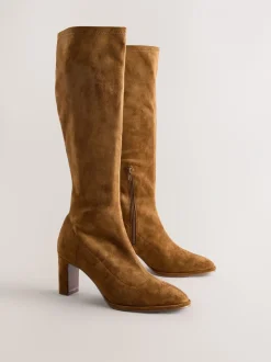Ruimvallend En Extraruimvallend|Boots*Next - Forever Comfort® Round Toe Knee High Sock Boots Lichtbruin