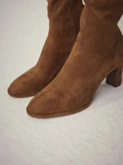 Ruimvallend En Extraruimvallend|Boots|Next Lichtbruin - Forever Comfort® Round Toe Knee High Sock Boots