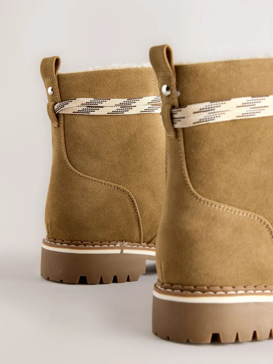 Ruimvallend En Extraruimvallend|Boots*Next Lichtbruin - Forever Comfort® veterlaarzen met imitatiebontvoering