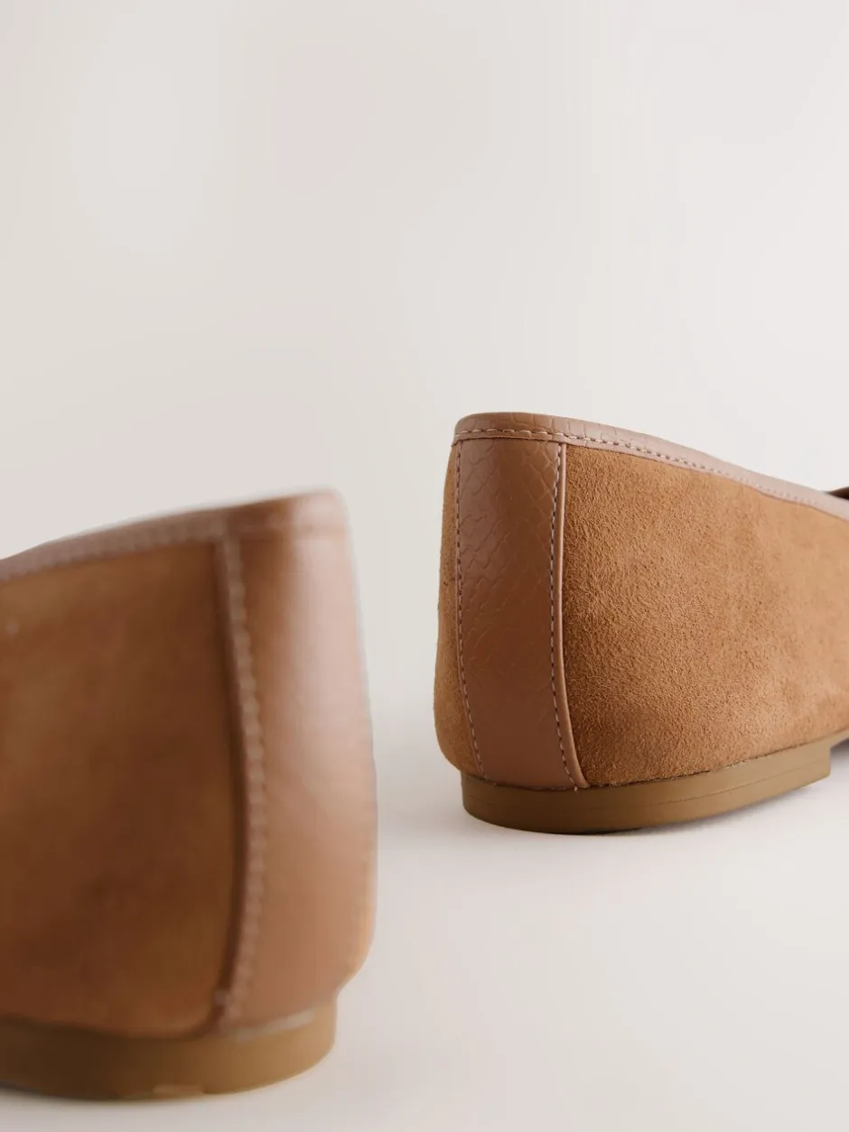 Lage Schoenen*Next Lichtbruin - Forever Comfort® - Leren ballerina's met rechte neus