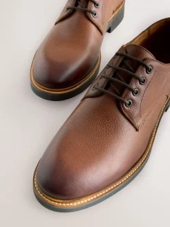 Schoenen|Formele Schoenen|Next - Heritage Derby Leather Shoes Lichtbruin