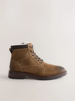 Boots*Next - Hoge borggevoerde laarzen met rits Lichtbruin
