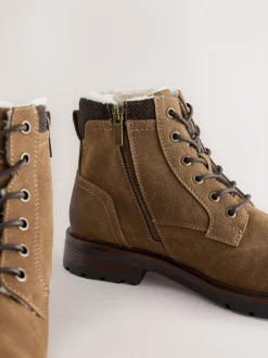 Boots*Next - Hoge borggevoerde laarzen met rits Lichtbruin