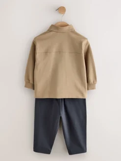 Jassen En Jacks|Broeken En Chino's*Next - Jersey Shirt T-Shirt and Joggers 3 Piece Set (3mths-7yrs) Lichtbruin